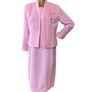 Signature Collection by Vicki Wayne 2-Piece Dress Suit Set Sz 12 Pink #333G